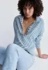 Ellowynne Women’s Striped Pullover in White & Blue - KT0099P sold by Buffalo David Bitton