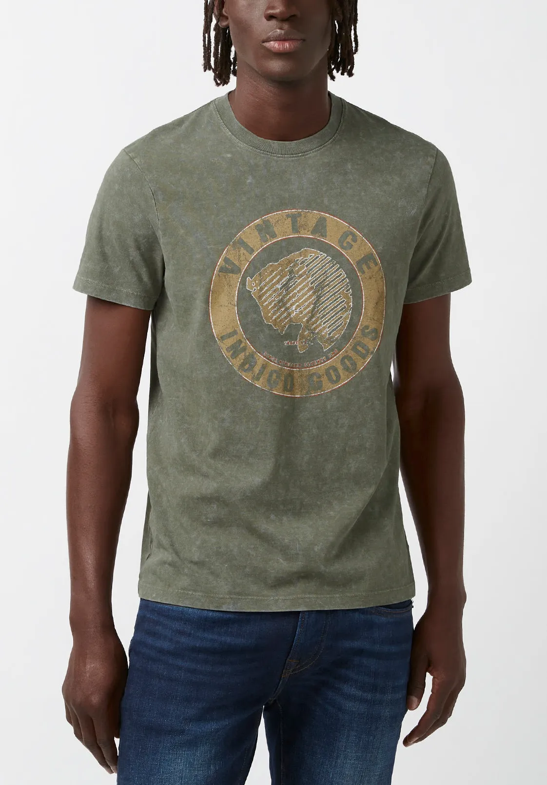 Tirevet Men’s T-Shirt in Army Green - BM24167 sold by Buffalo David Bitton