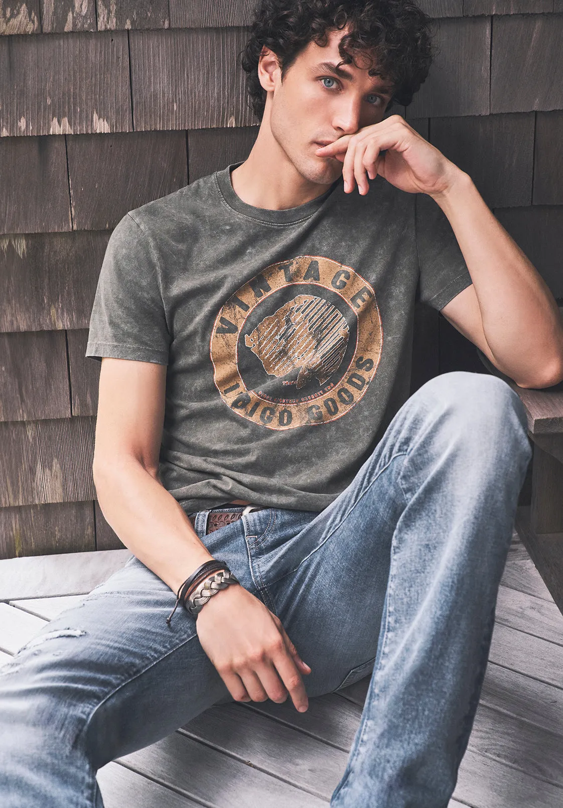 Tirevet Men’s T-Shirt in Army Green - BM24167 sold by Buffalo David Bitton product image thumbnail 4