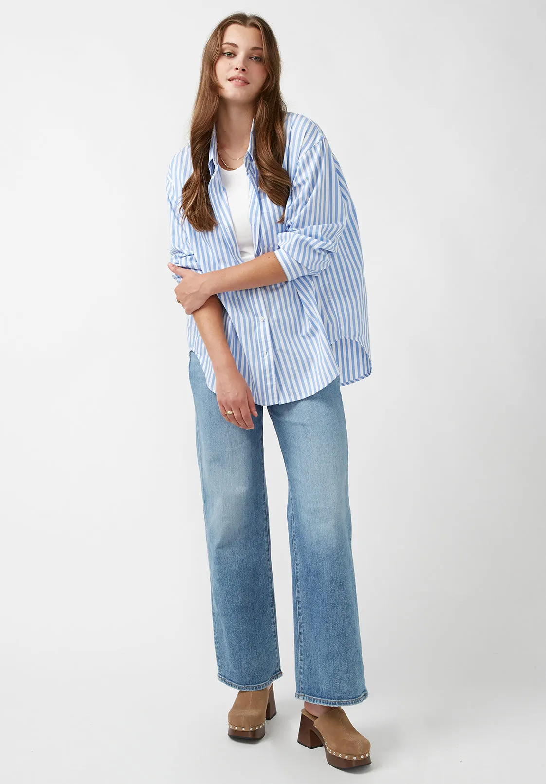 Hayden Women's Oversize Boyfriend Shirt in Striped Blue - WT0614H sold by Buffalo David Bitton product image thumbnail 3