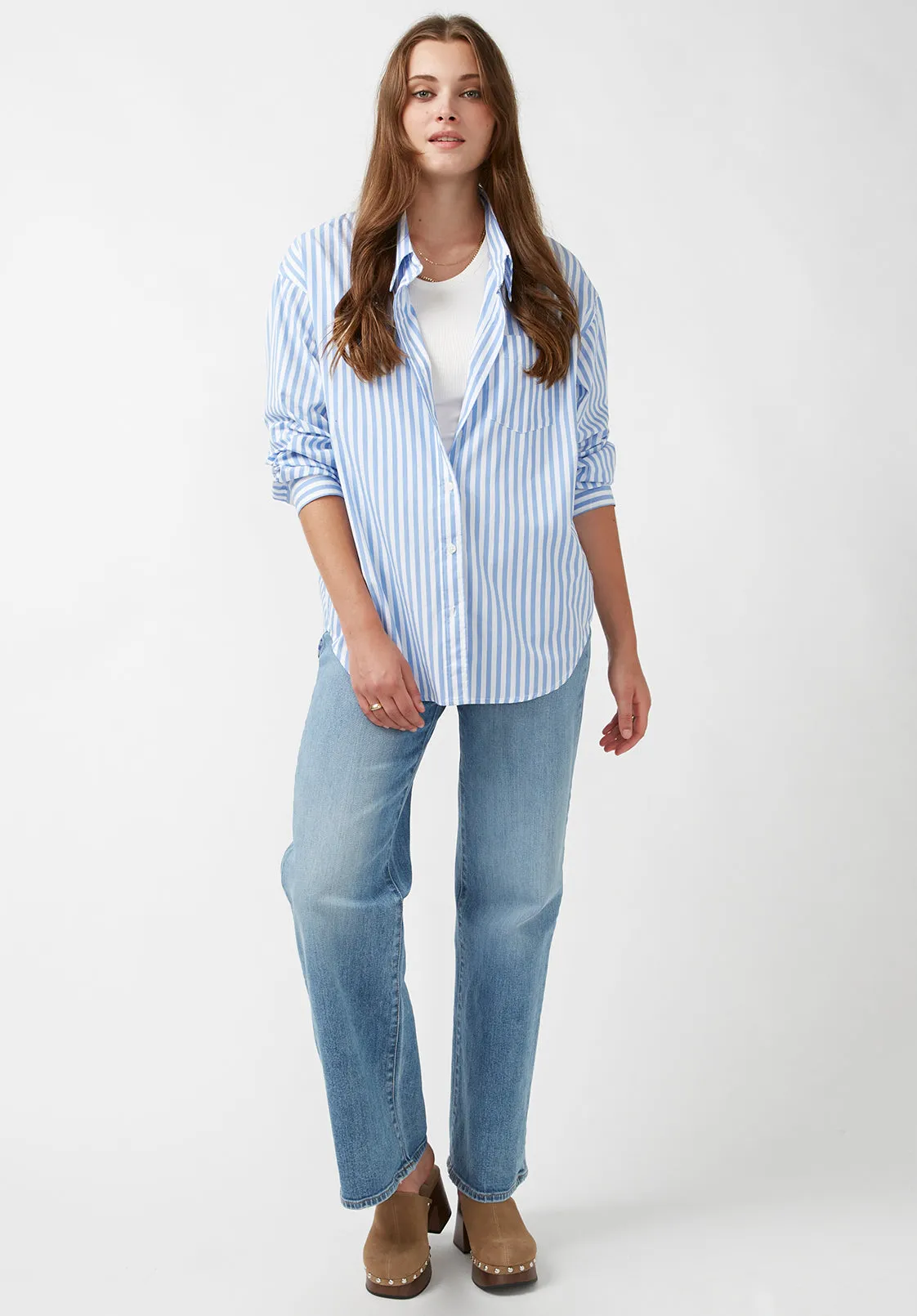 Hayden Women's Oversize Boyfriend Shirt in Striped Blue - WT0614H sold by Buffalo David Bitton product image thumbnail 4