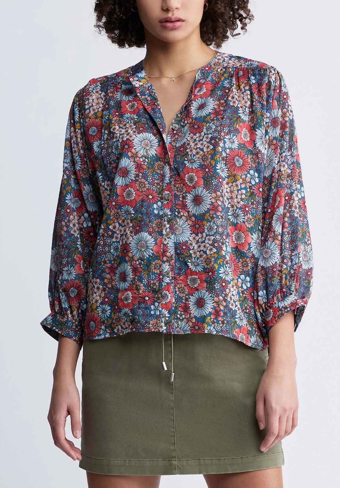 Ishara Women’s Balloon Sleeve Blouse in Floral Print - WT0079P sold by Buffalo David Bitton