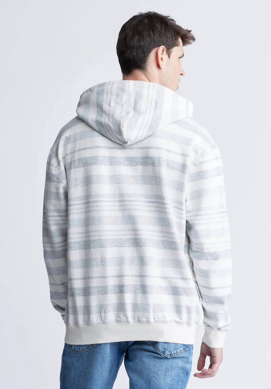 Fazel Men's Striped Hoodie, White with Light Blue - BM24456 sold by Buffalo David Bitton product image thumbnail 4