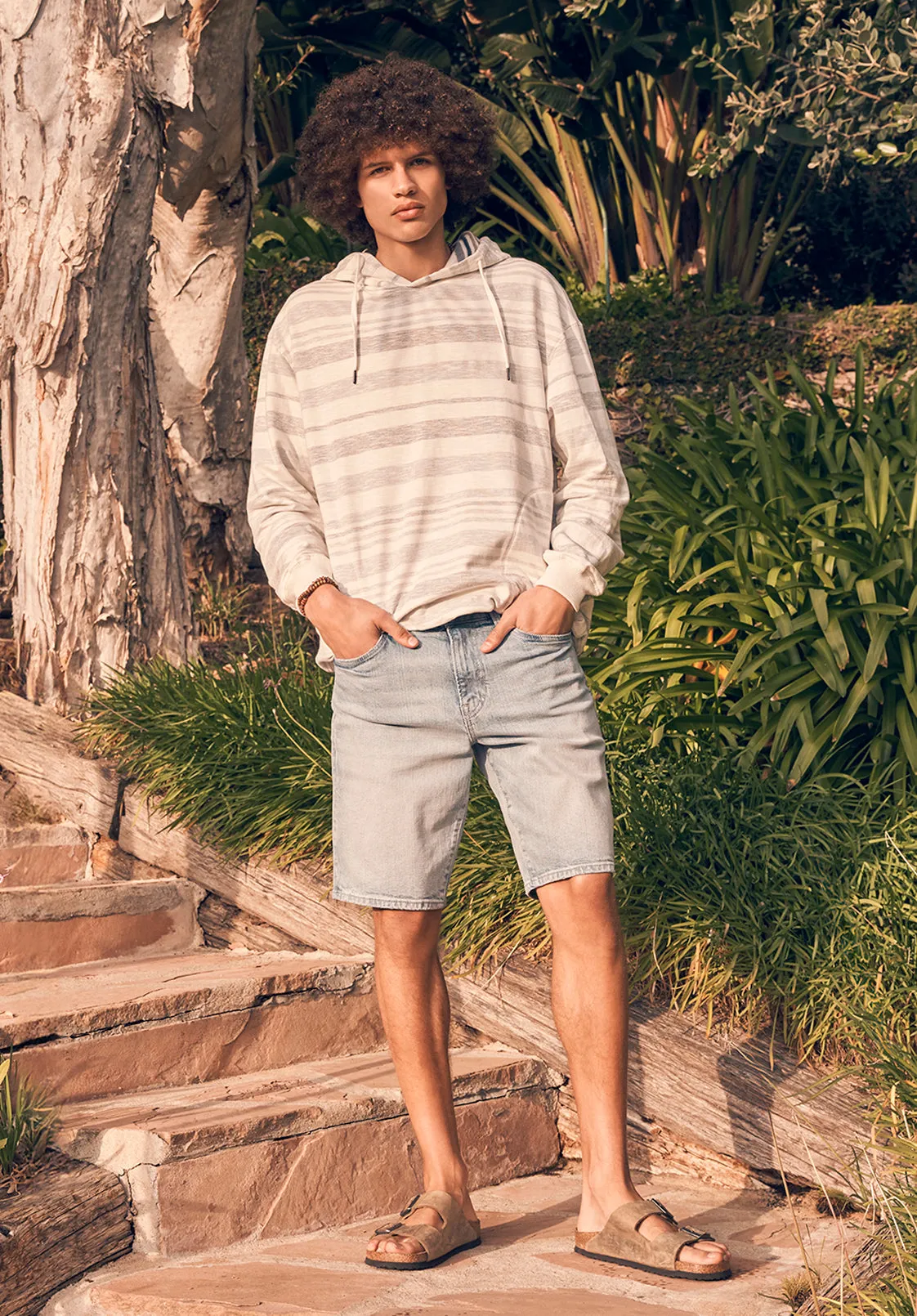 Fazel Men's Striped Hoodie, White with Light Blue - BM24456 sold by Buffalo David Bitton product image thumbnail 2