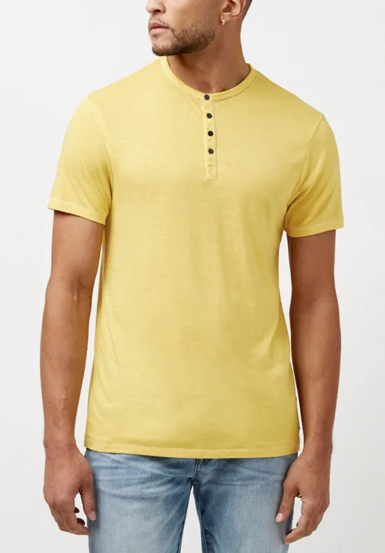 Kasum Men's Buttoned Henley T-Shirt in Yellow - BM23835 sold by Buffalo David Bitton