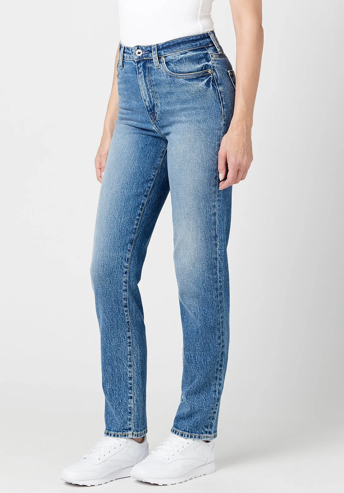 High Rise Straight Jayden Women's Jeans in Veined and Crinkled Blue - BL15856 sold by Buffalo David Bitton product image thumbnail 3