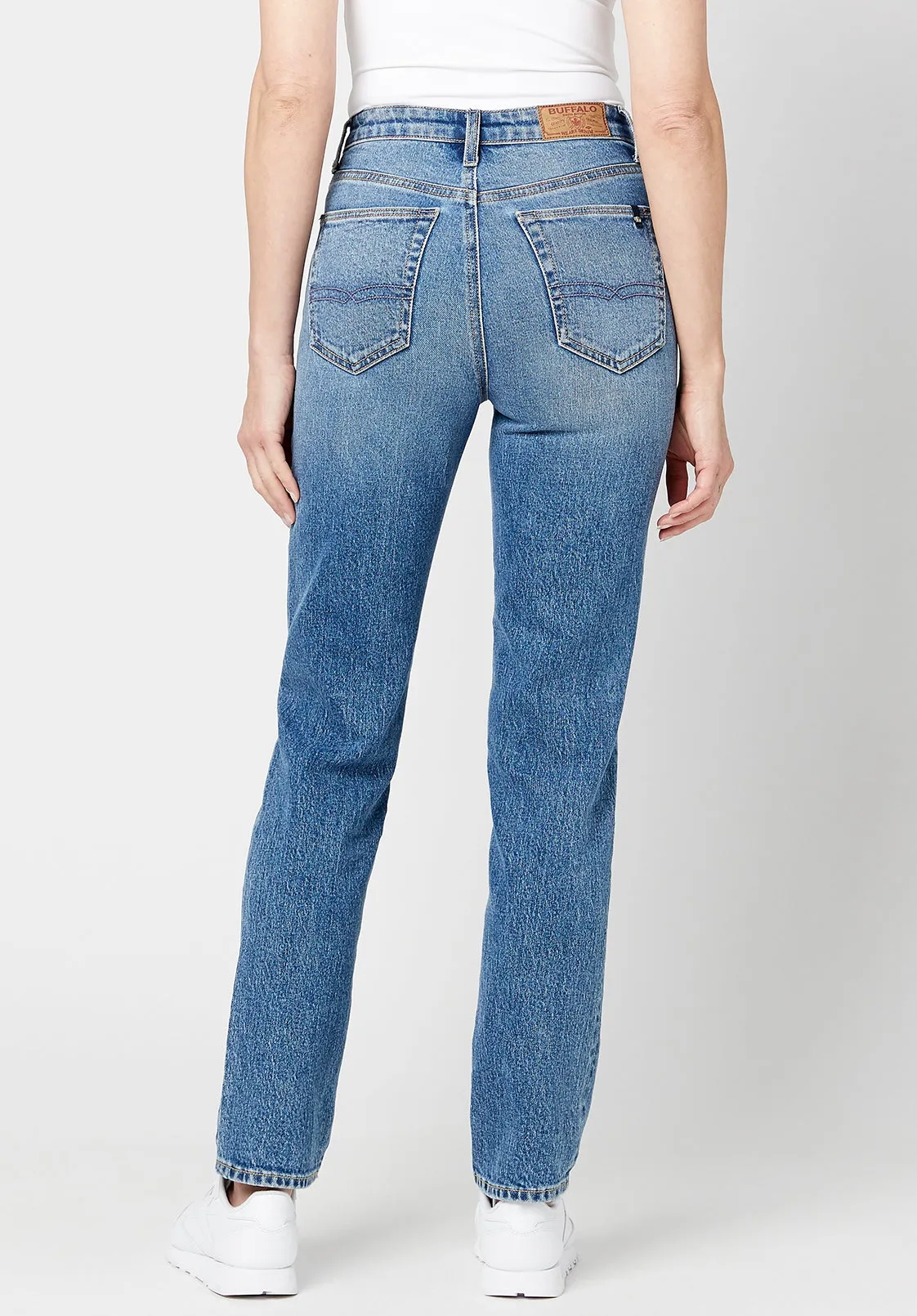 High Rise Straight Jayden Women's Jeans in Veined and Crinkled Blue - BL15856 sold by Buffalo David Bitton product image thumbnail 2