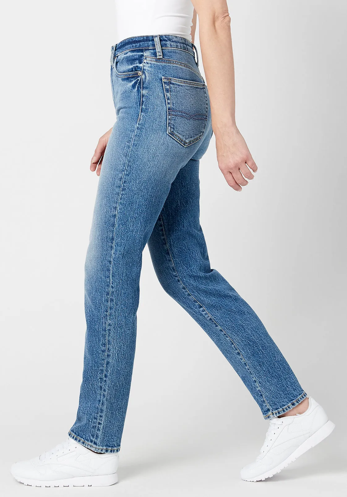 High Rise Straight Jayden Women's Jeans in Veined and Crinkled Blue - BL15856 sold by Buffalo David Bitton product image thumbnail 4