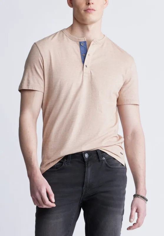 Kandy Men's Short Sleeve Henley, Tan - BM24387 sold by Buffalo David Bitton