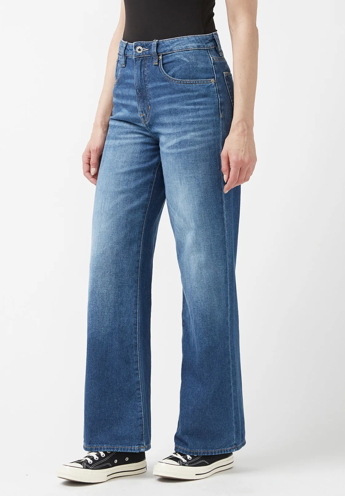 High Rise Wide Leg Addie Women's Jeans in Antique Sanded Blue - BL15817 sold by Buffalo David Bitton product image thumbnail 3