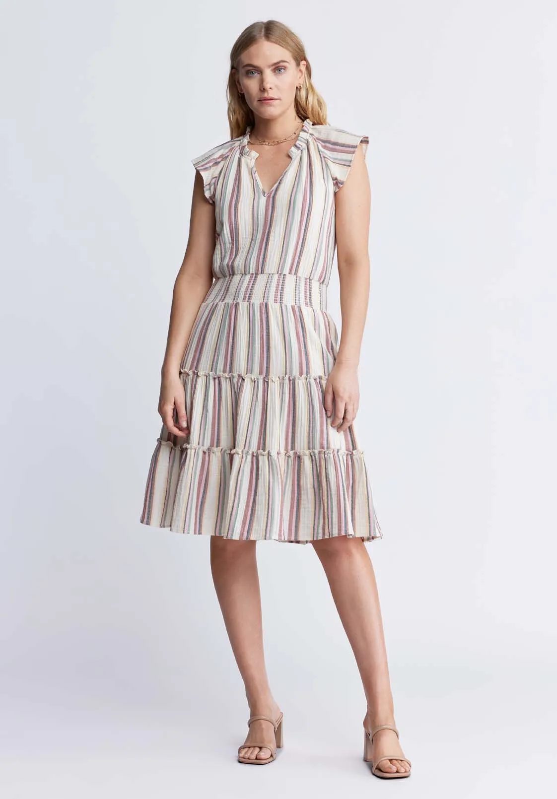 Livia Women’s Striped Midi Dress in Beige & Pink - WD0034P sold by Buffalo David Bitton product image thumbnail 4