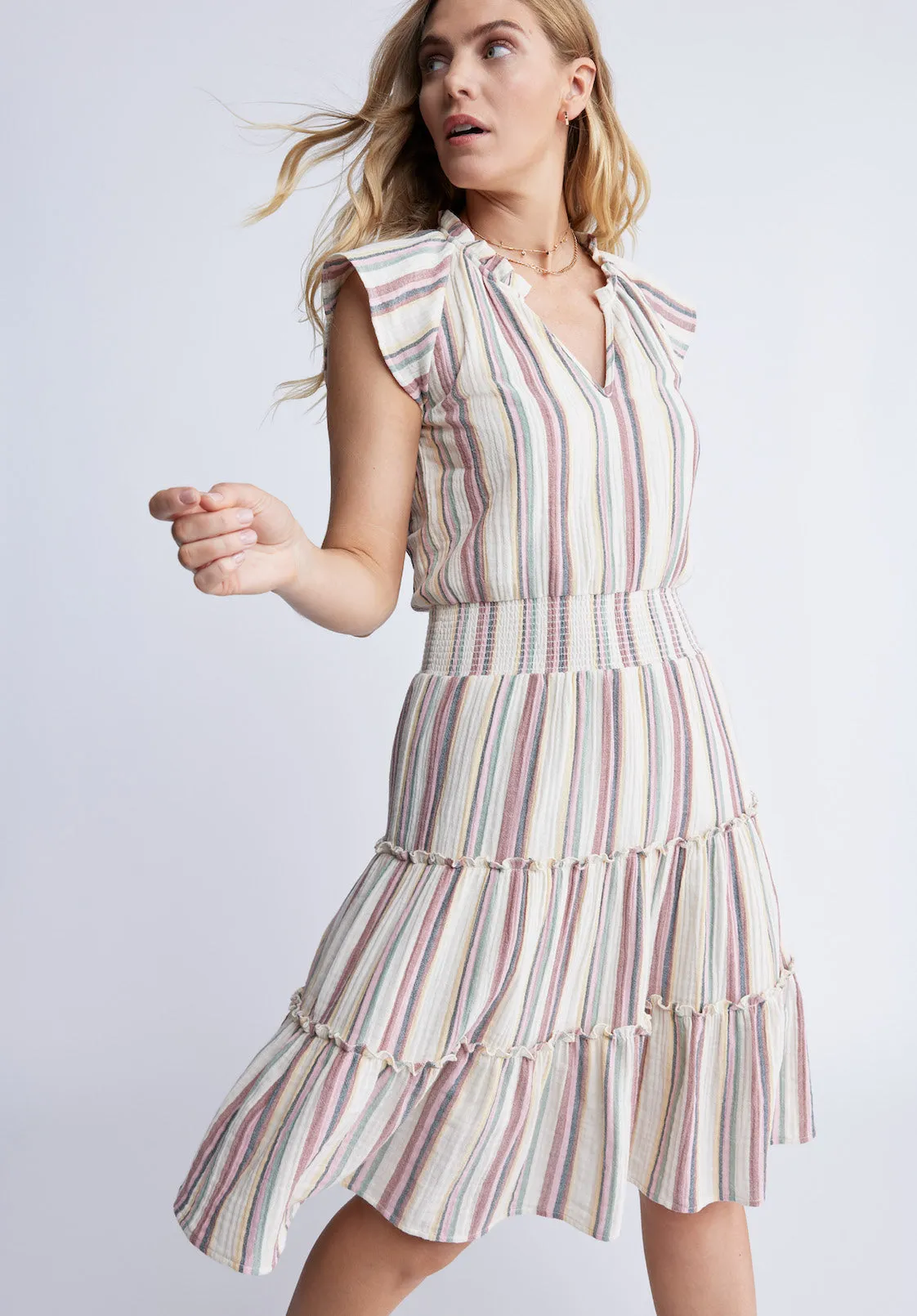 Livia Women’s Striped Midi Dress in Beige & Pink - WD0034P sold by Buffalo David Bitton product image thumbnail 2