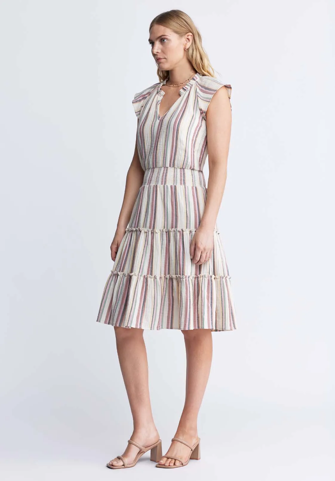 Livia Women’s Striped Midi Dress in Beige & Pink - WD0034P sold by Buffalo David Bitton product image thumbnail 5