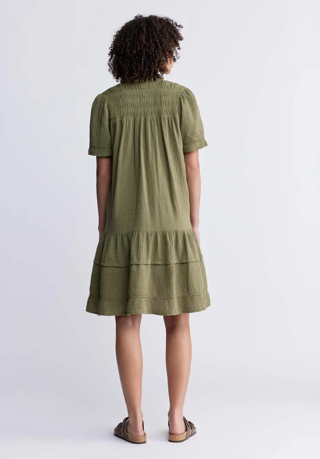 Zinnia Women's Ruffled Dress in Olive Green - WD0033P sold by Buffalo David Bitton product image thumbnail 4