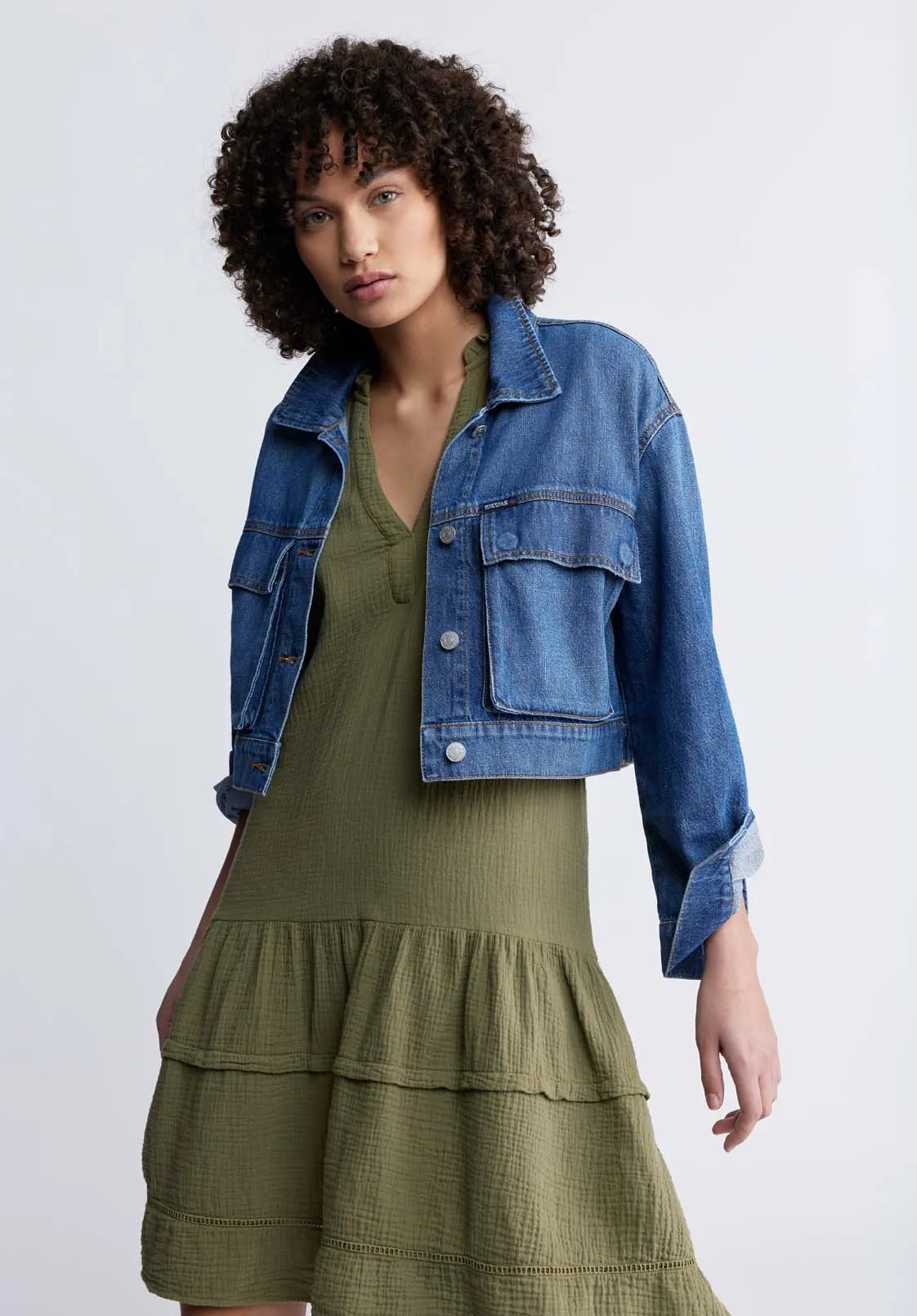 Zinnia Women's Ruffled Dress in Olive Green - WD0033P sold by Buffalo David Bitton product image thumbnail 2