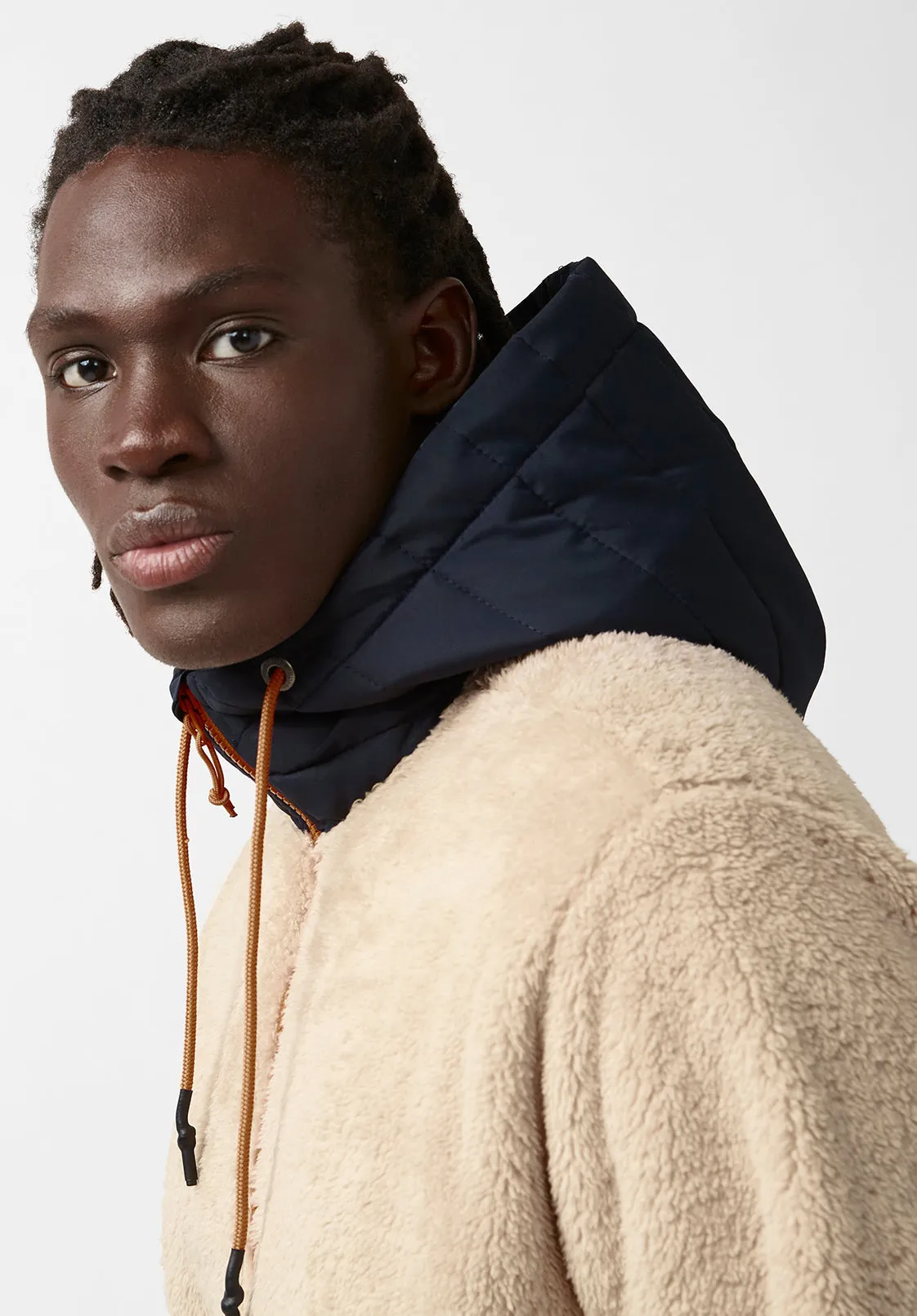 Fibet Men’s Hoodie Sweater Jacket in Beige & Navy Combo - BM24072 sold by Buffalo David Bitton product image thumbnail 4