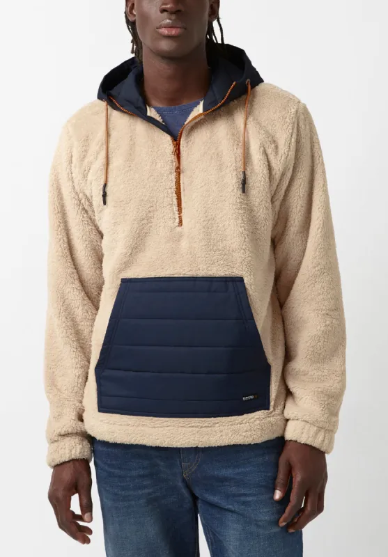 Fibet Men’s Hoodie Sweater Jacket in Beige & Navy Combo - BM24072 sold by Buffalo David Bitton