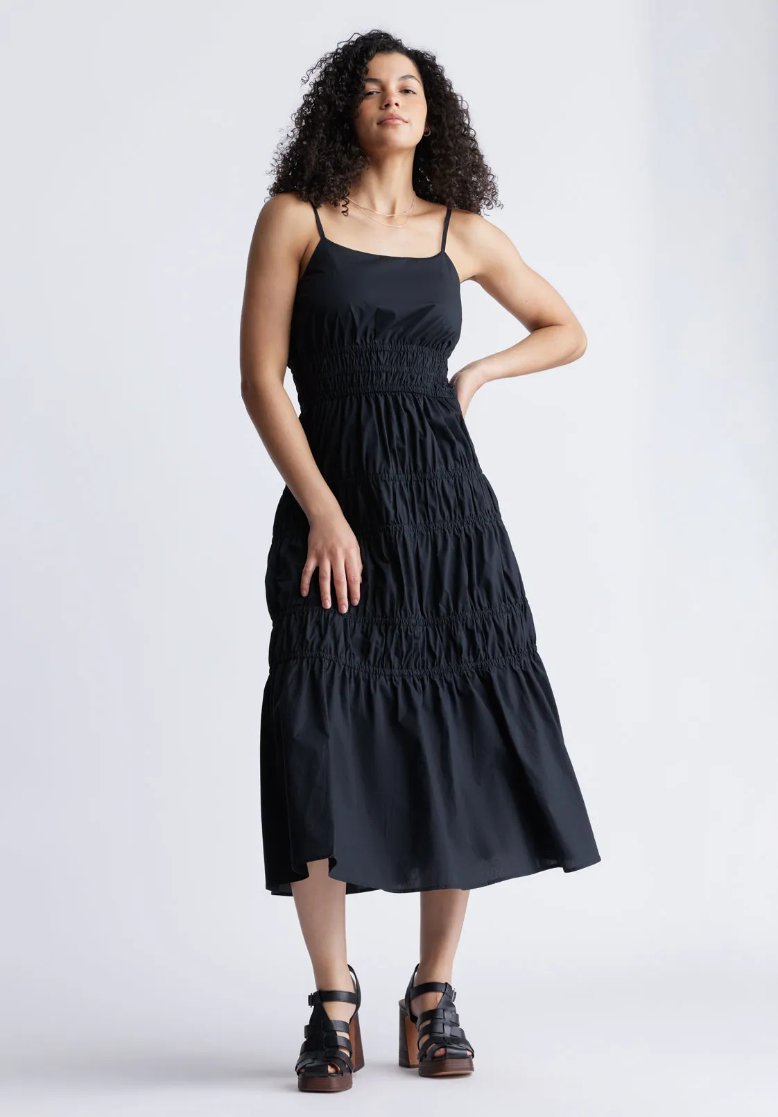 Balia Women's Long Ruched Tiered Dress, Black- WD0047S sold by Buffalo David Bitton product image thumbnail 5