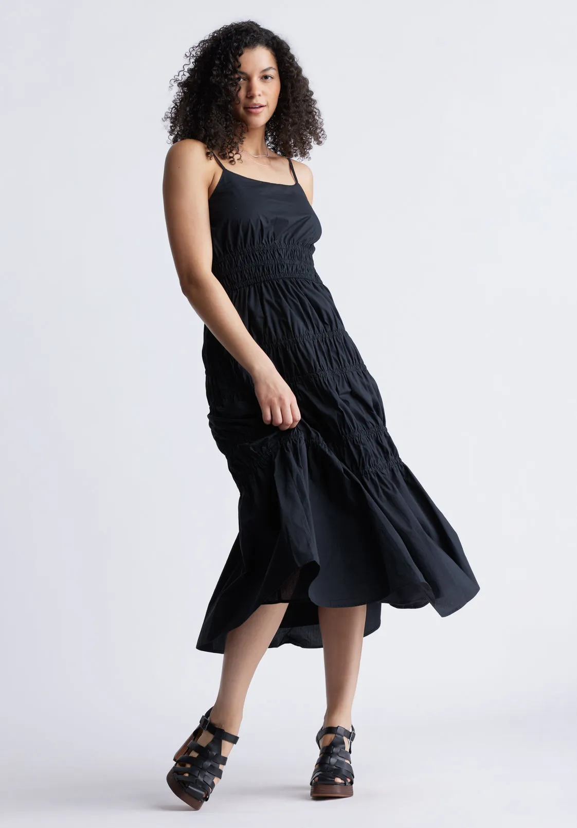 Balia Women's Long Ruched Tiered Dress, Black- WD0047S sold by Buffalo David Bitton product image thumbnail 2