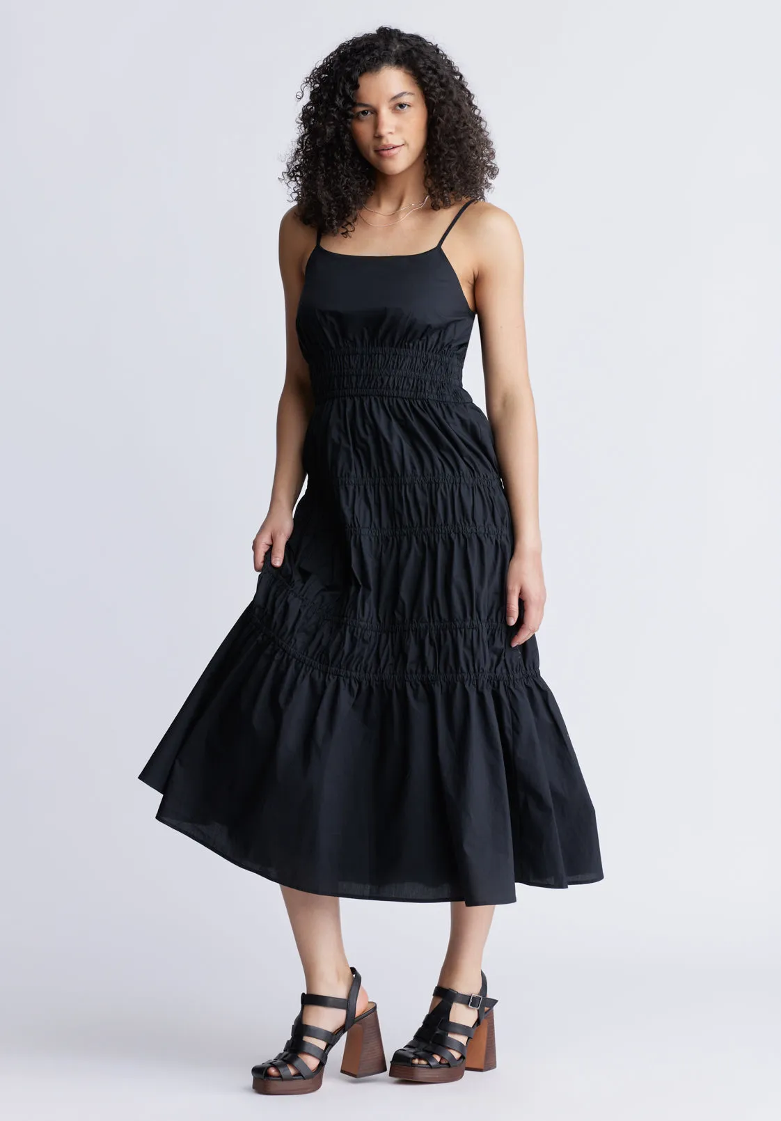 Balia Women's Long Ruched Tiered Dress, Black- WD0047S sold by Buffalo David Bitton product image thumbnail 3