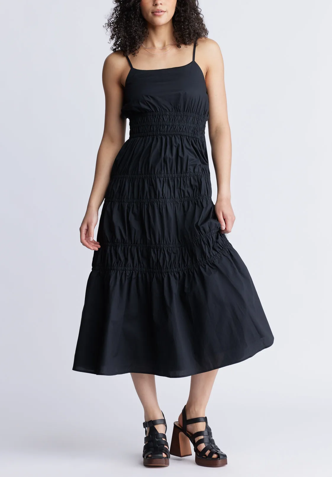 Balia Women's Long Ruched Tiered Dress, Black- WD0047S sold by Buffalo David Bitton