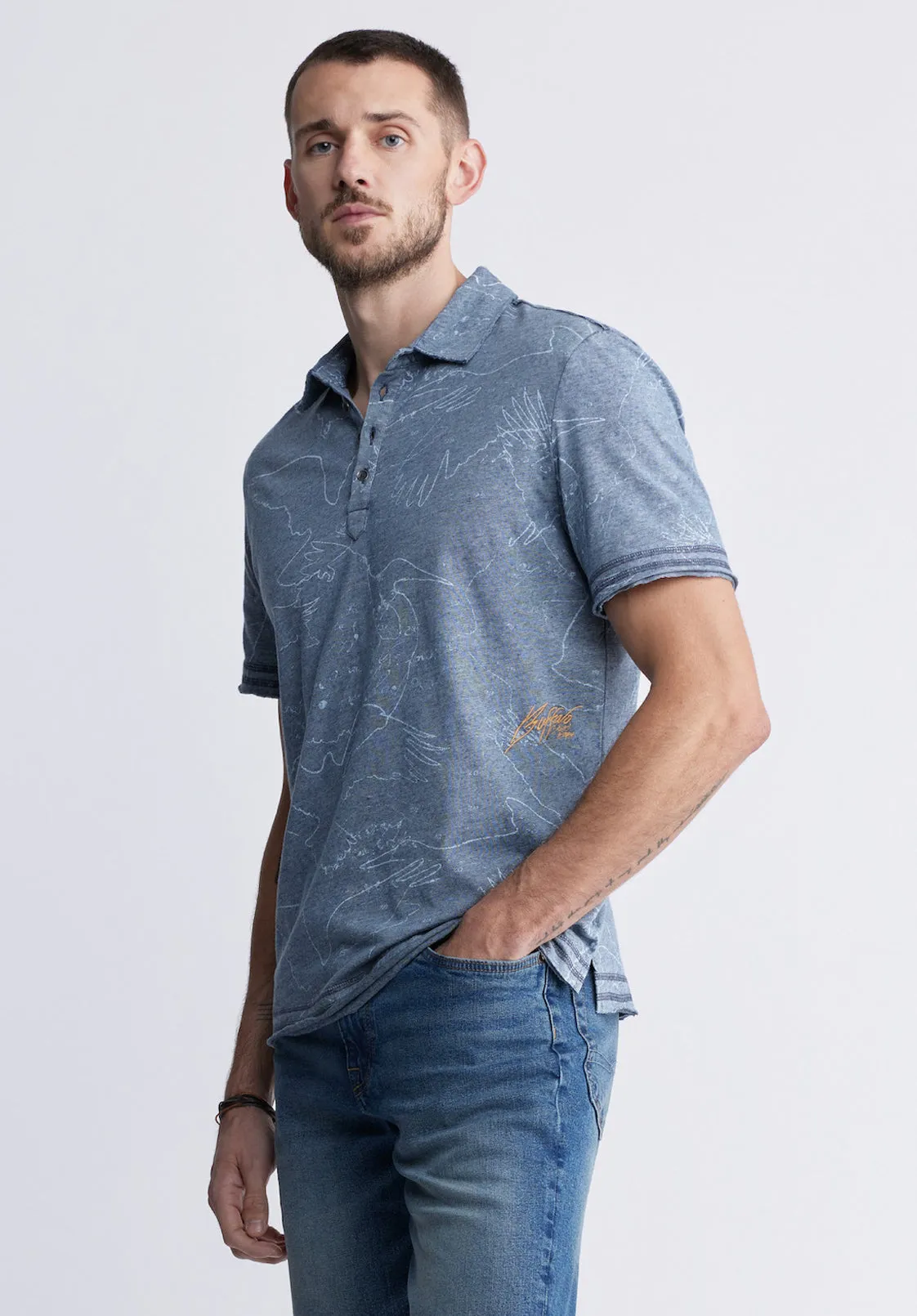 Komodo Men's Short Sleeve Polo in Mirage Blue - BM24248 sold by Buffalo David Bitton product image thumbnail 3