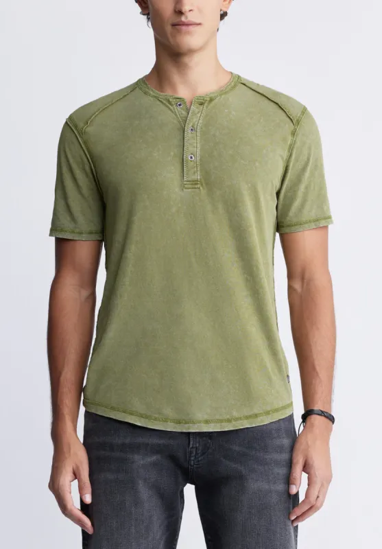 Kitte Men's Short-Sleeve Henley Top, Green - BM24245 sold by Buffalo David Bitton