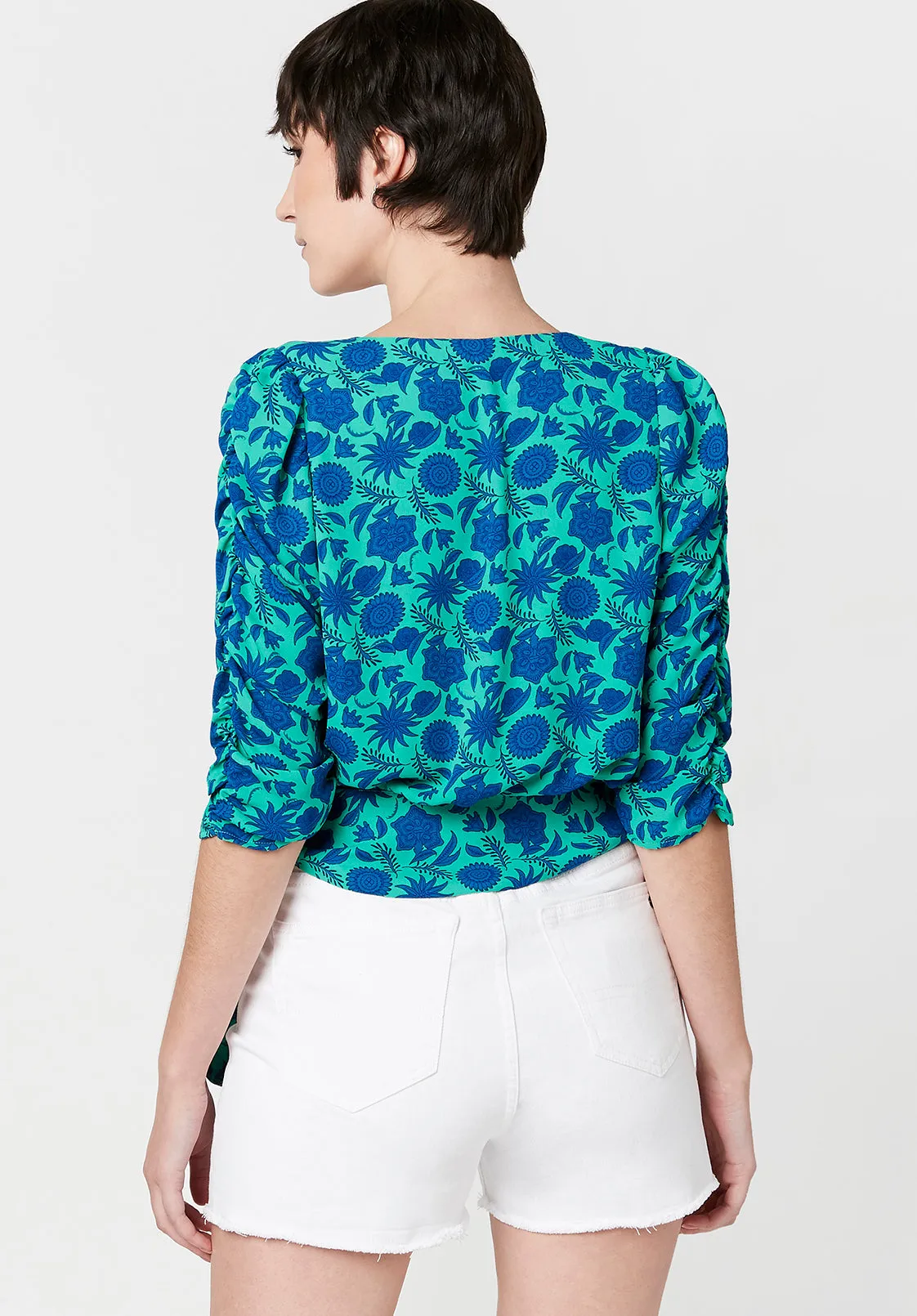 Natala Ruched Sleeve Wrap Blouse - WT2038S sold by Buffalo David Bitton product image thumbnail 2