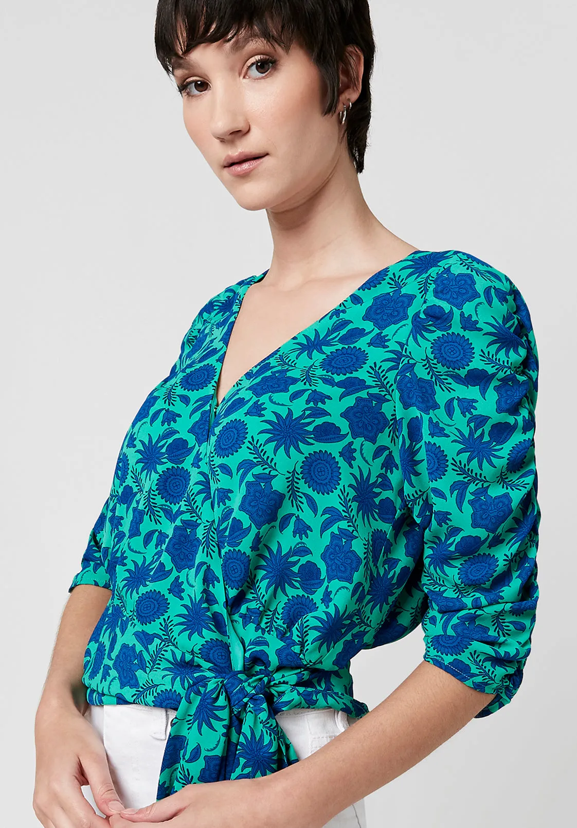 Natala Ruched Sleeve Wrap Blouse - WT2038S sold by Buffalo David Bitton product image thumbnail 4