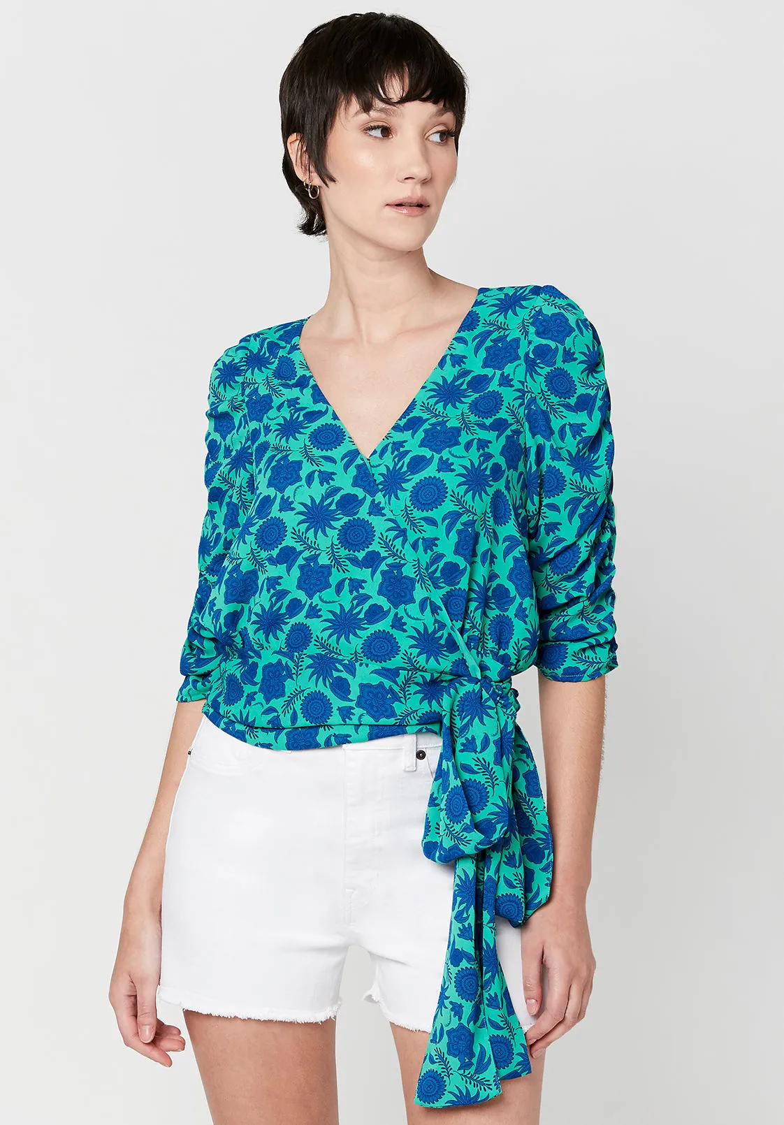 Natala Ruched Sleeve Wrap Blouse - WT2038S sold by Buffalo David Bitton product image thumbnail 3