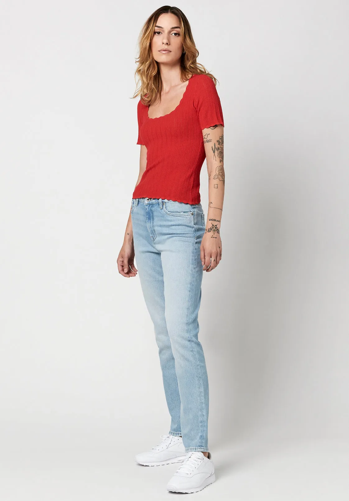 Scalloped Sonya Scoopneck Top - SW0606H sold by Buffalo David Bitton product image thumbnail 3