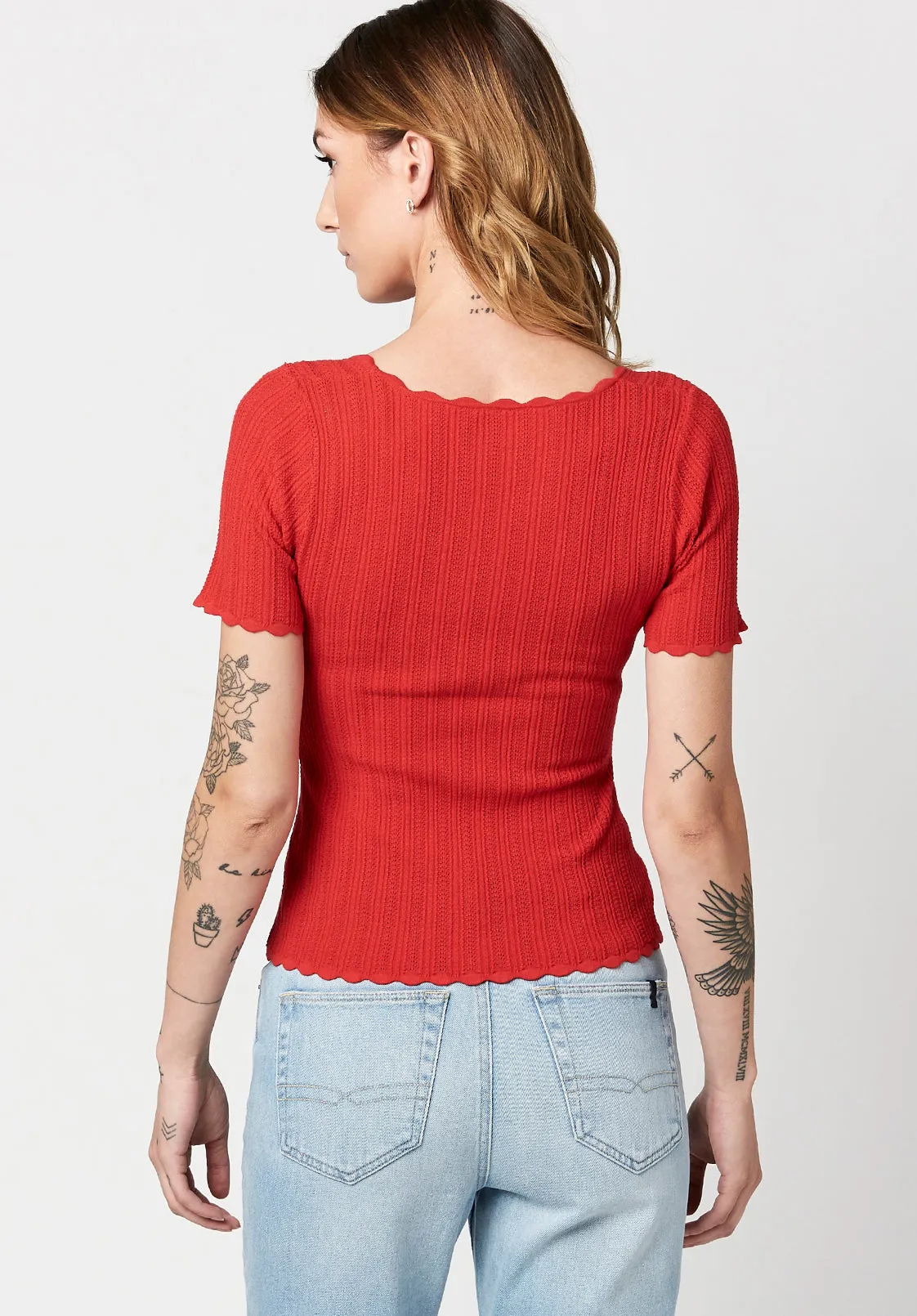 Scalloped Sonya Scoopneck Top - SW0606H sold by Buffalo David Bitton product image thumbnail 2