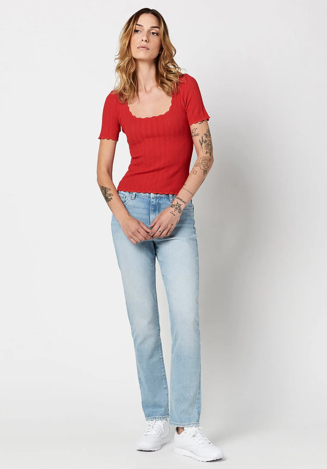 Scalloped Sonya Scoopneck Top - SW0606H sold by Buffalo David Bitton product image thumbnail 4