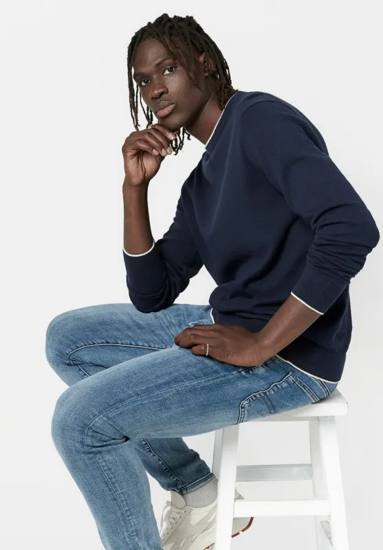 Wiquip Men's Merino Wool Sweater in Midnight Blue - BM23686 sold by Buffalo David Bitton