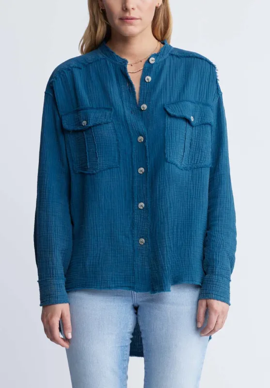 Taylee Women’s Oversized Blouse in Teal Blue - WT0089P sold by Buffalo David Bitton