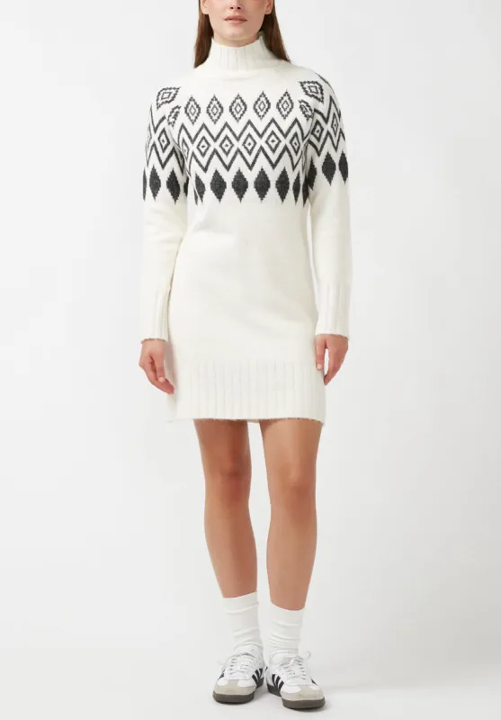 Massima Women's Long Sleeve Mock Neck Sweater Dress in Ivory - SD0001H sold by Buffalo David Bitton