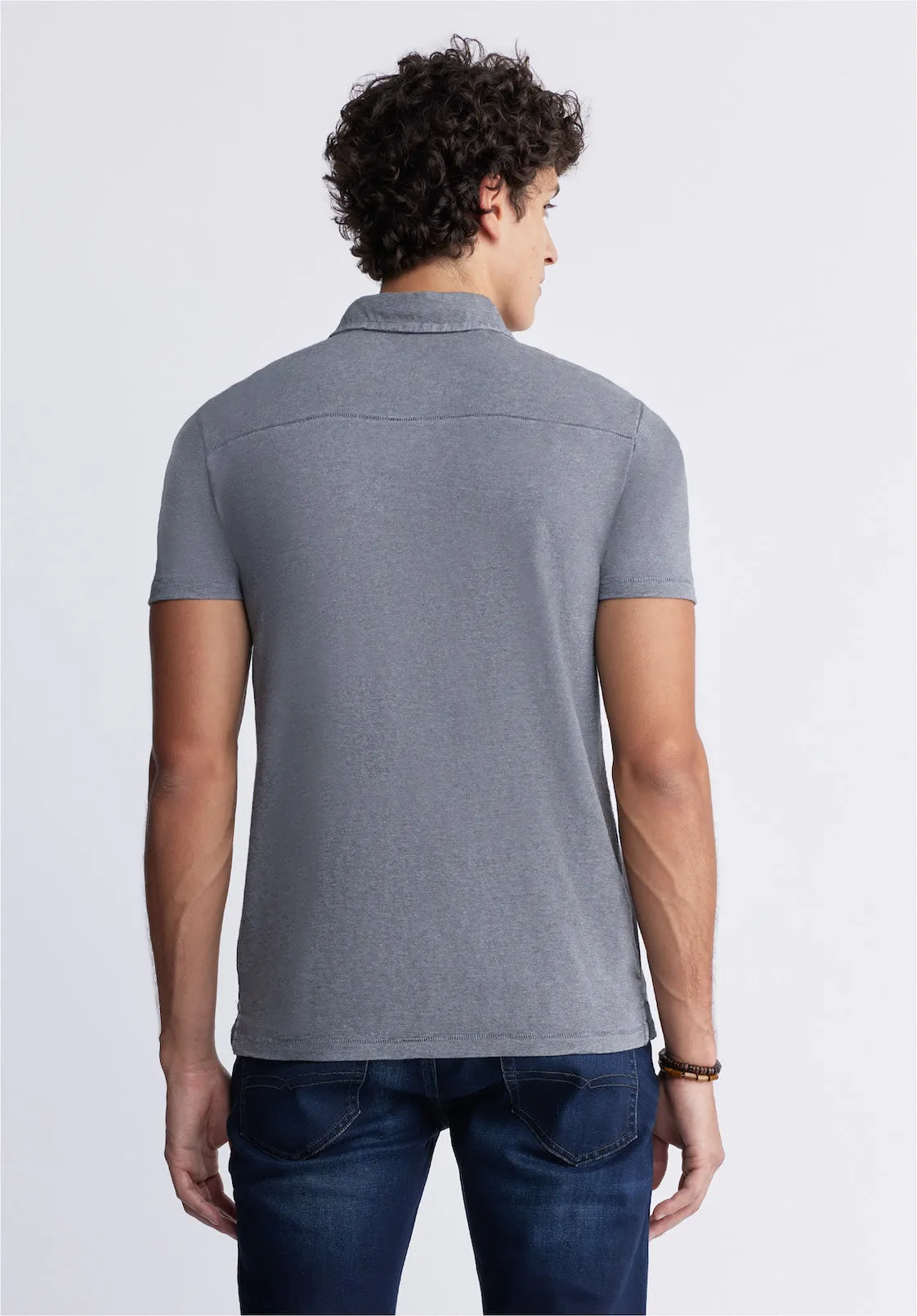 Kasper Men's Short Sleeve Polo in Charcoal Grey - BM24233 sold by Buffalo David Bitton product image thumbnail 4