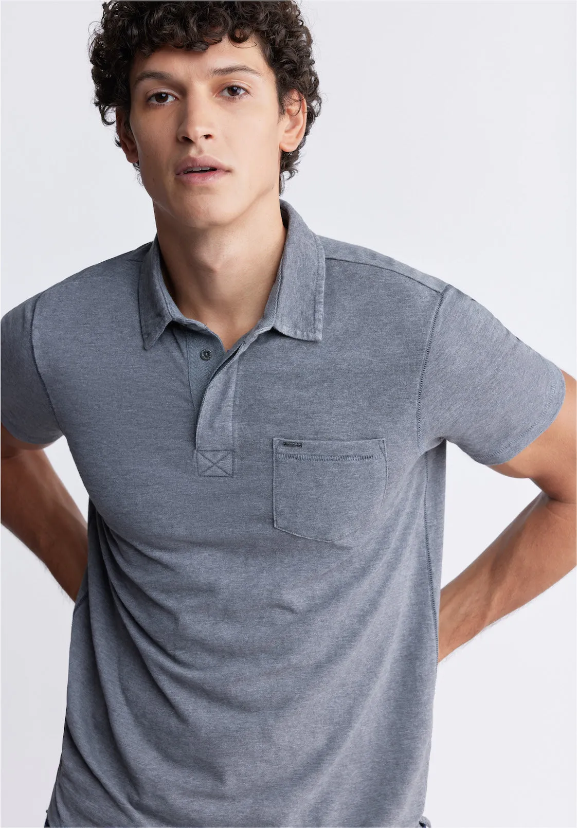 Kasper Men's Short Sleeve Polo in Charcoal Grey - BM24233 sold by Buffalo David Bitton product image thumbnail 2