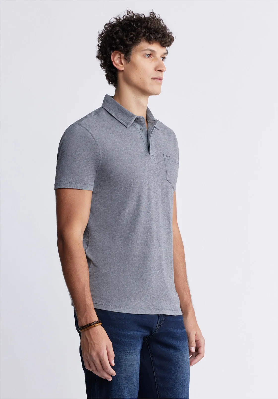 Kasper Men's Short Sleeve Polo in Charcoal Grey - BM24233 sold by Buffalo David Bitton product image thumbnail 3