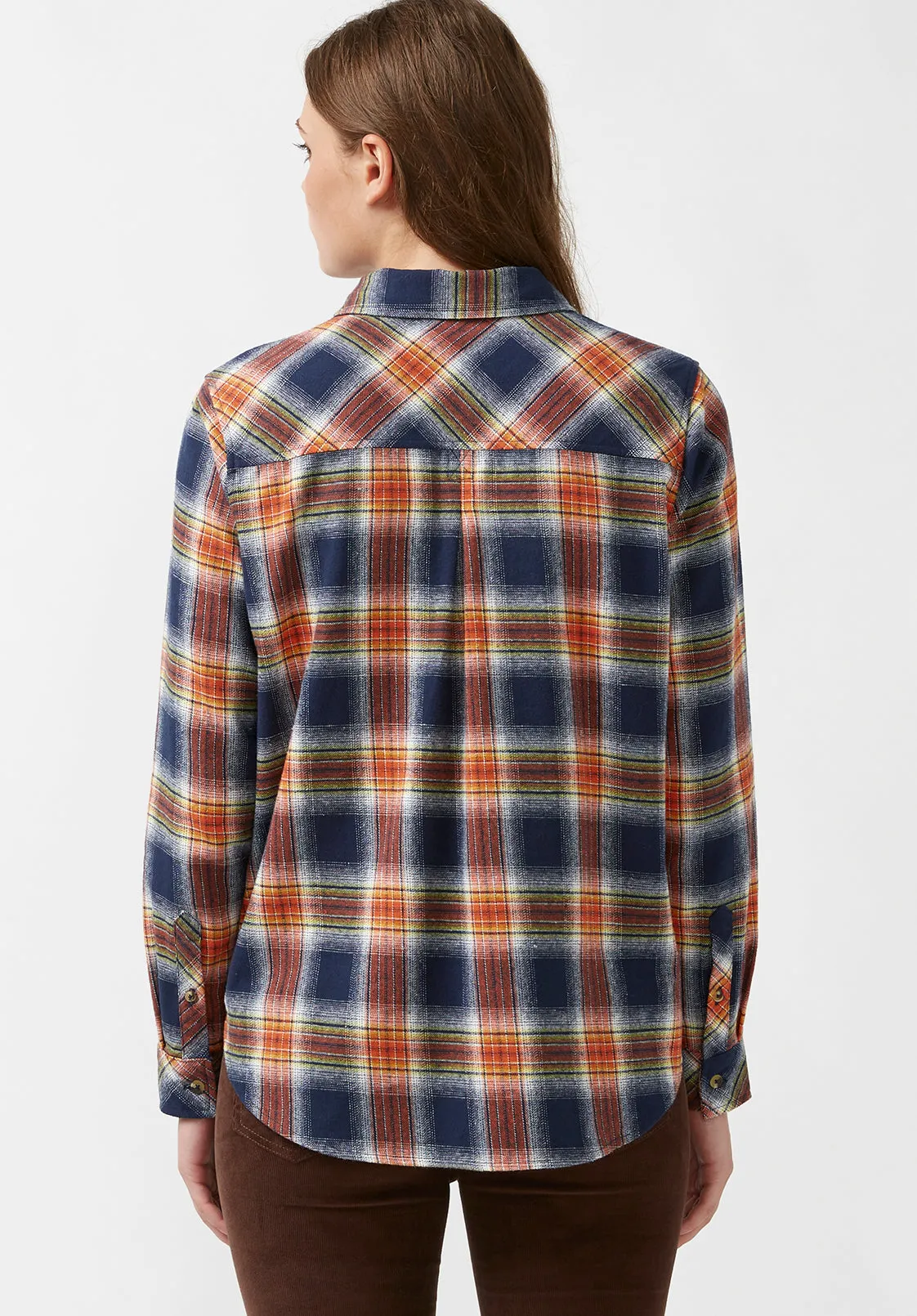 Percy Women's Button-Down Shirt in Navy Orange Plaid - WT0072F sold by Buffalo David Bitton product image thumbnail 3