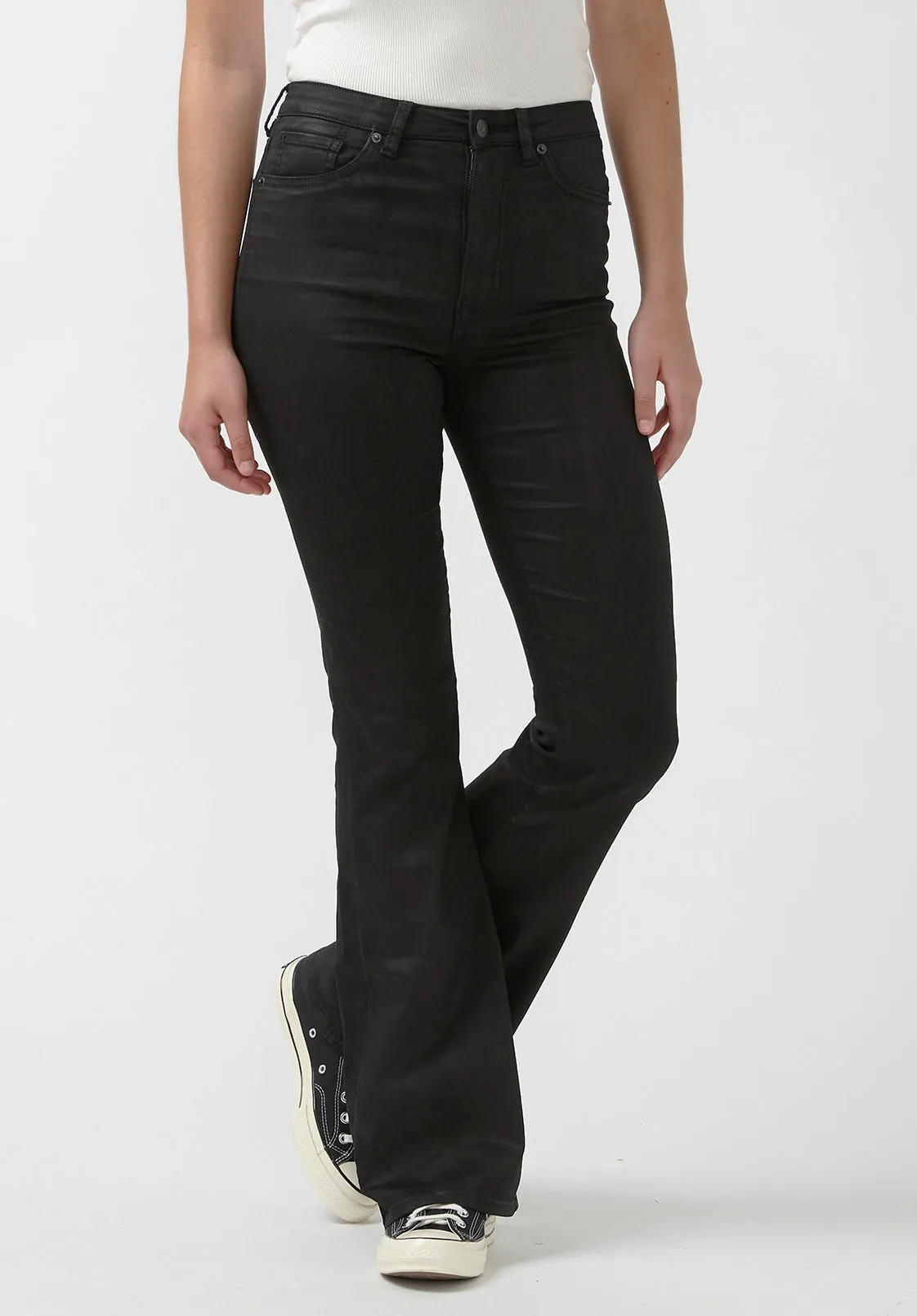 Joplin High Rise Flared Women's Coated Jeans in Black - BL15945 sold by Buffalo David Bitton
