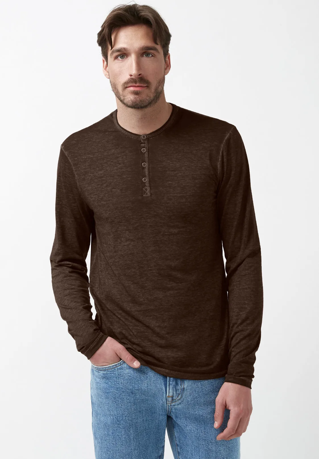 Kaduk Men's Long-Sleeve Henley Top in Brown - BM24041 sold by Buffalo David Bitton product image thumbnail 3