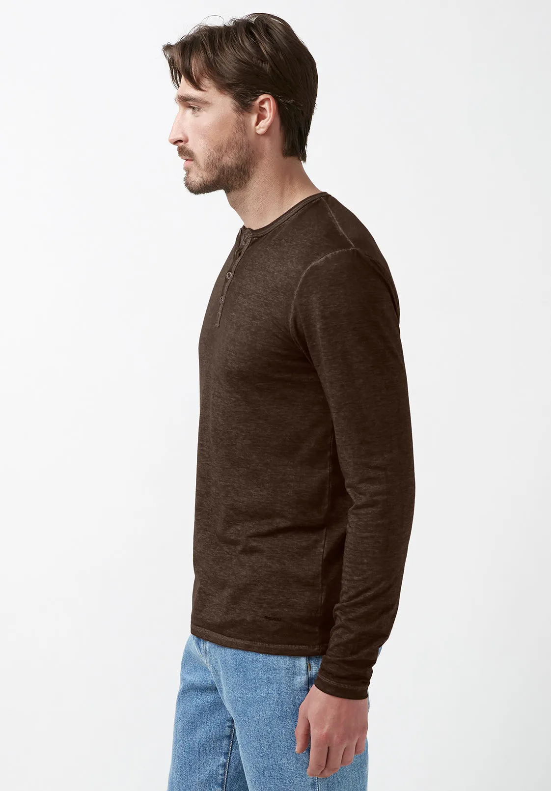 Kaduk Men's Long-Sleeve Henley Top in Brown - BM24041 sold by Buffalo David Bitton product image thumbnail 4