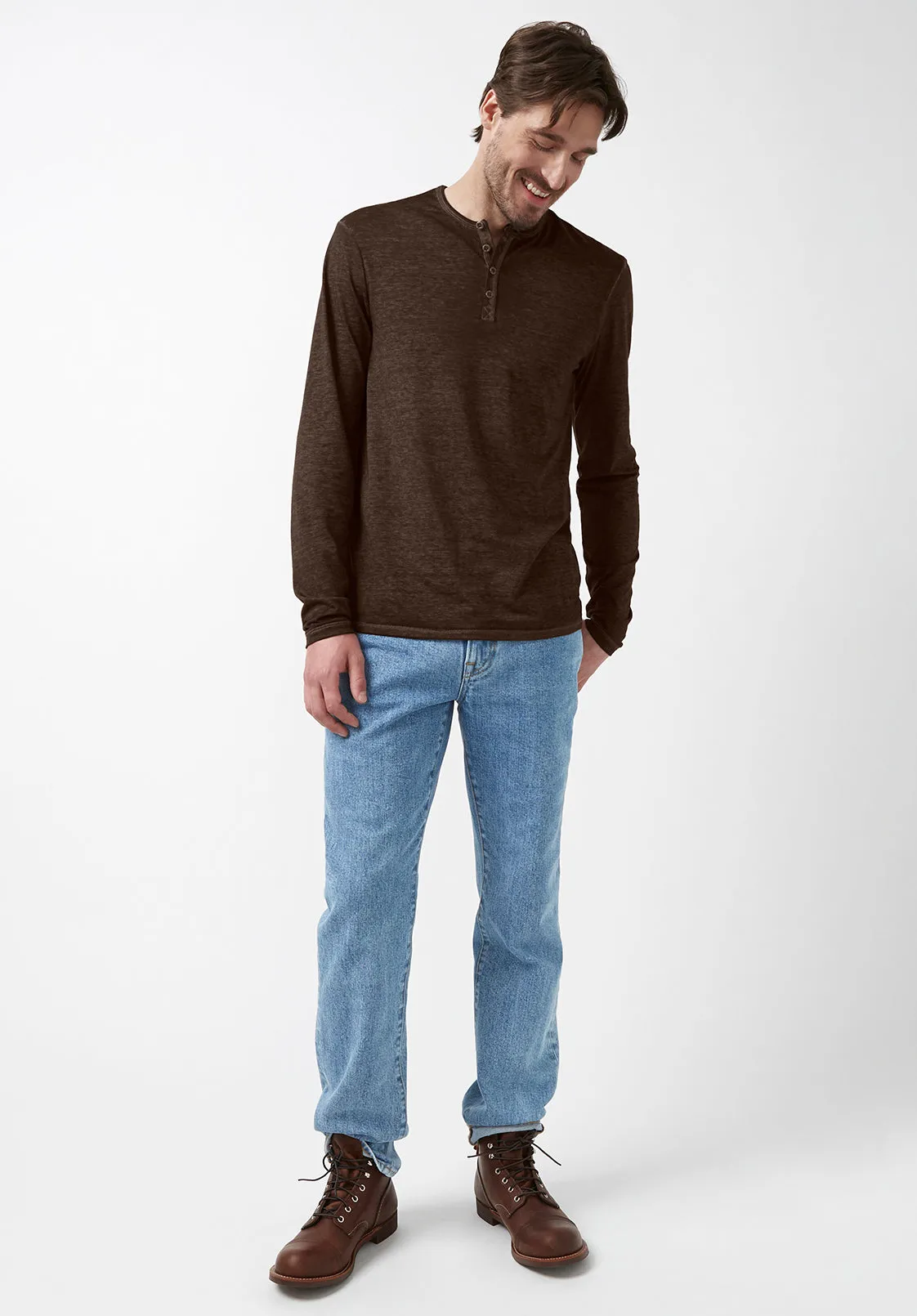 Kaduk Men's Long-Sleeve Henley Top in Brown - BM24041 sold by Buffalo David Bitton product image thumbnail 5