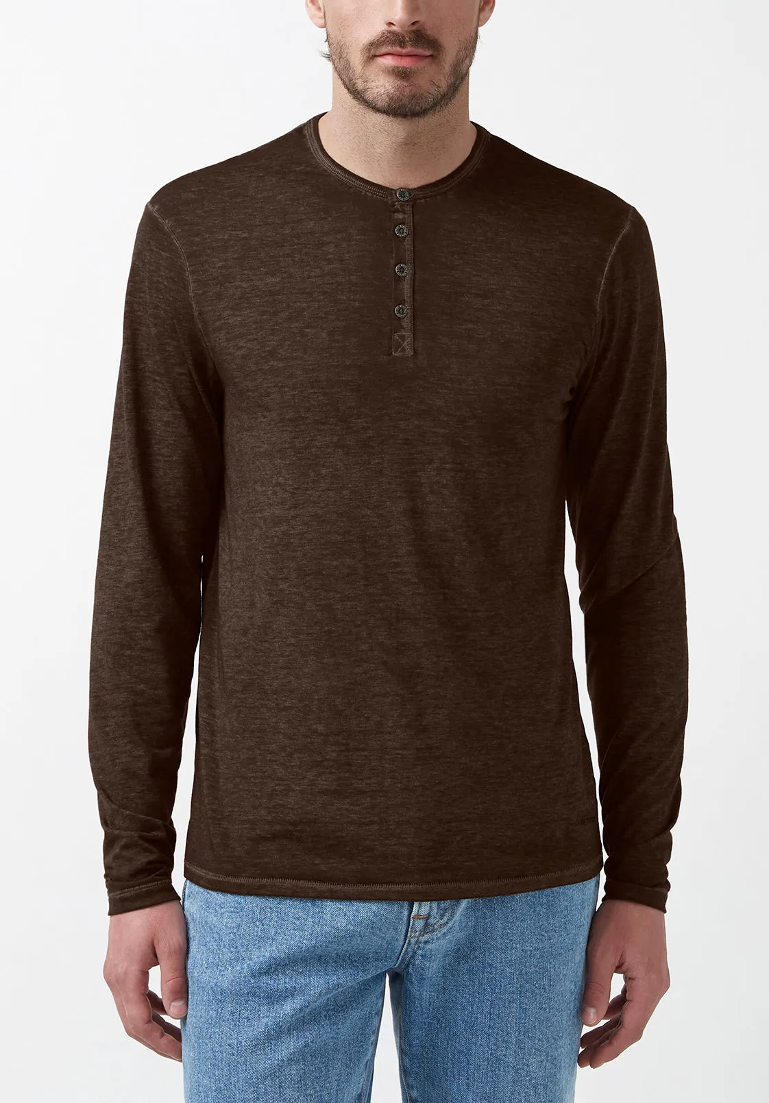 Kaduk Men's Long-Sleeve Henley Top in Brown - BM24041 sold by Buffalo David Bitton