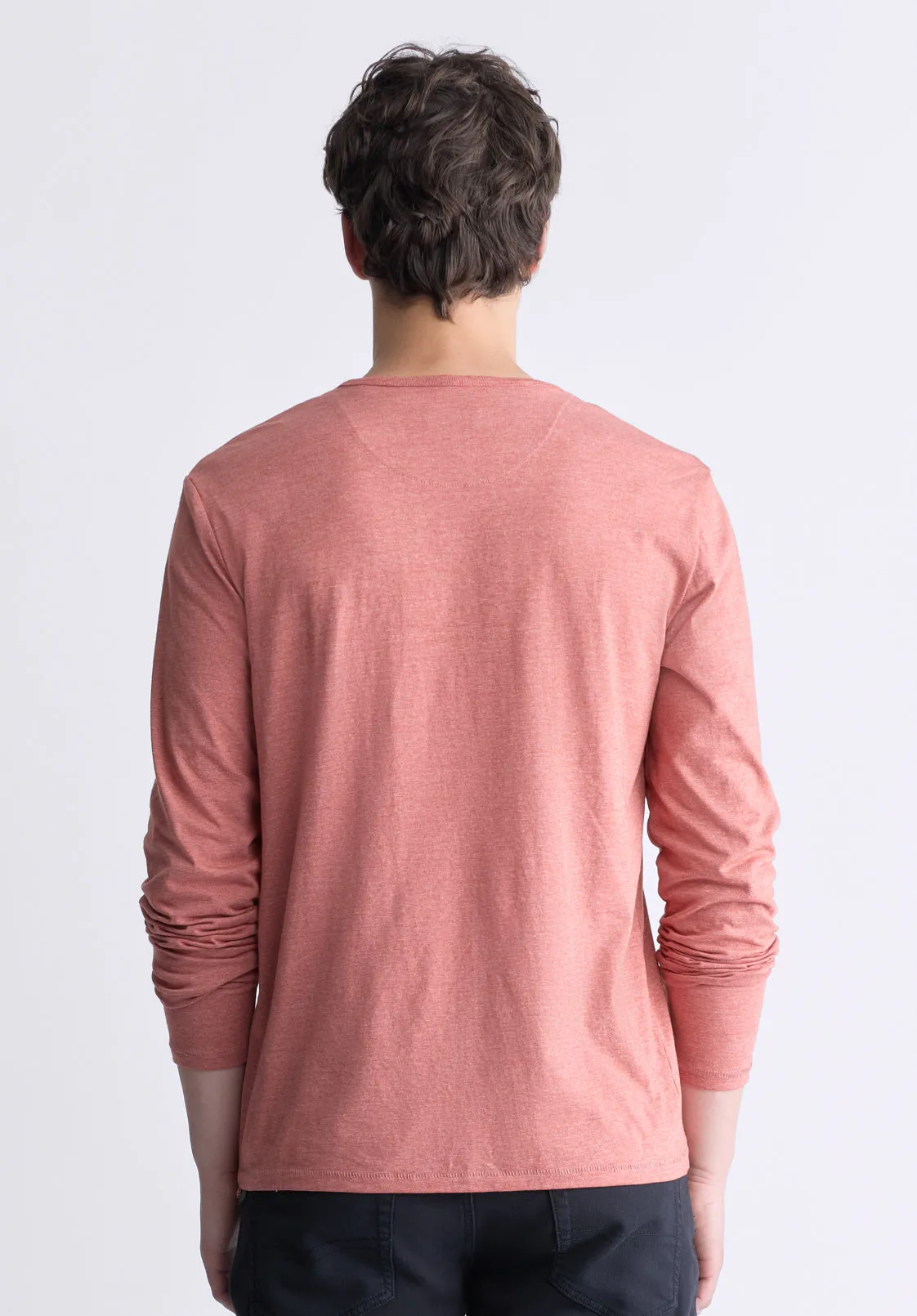 Kaduk Men's Long-Sleeve Burnout Henley Top, Red Ochre - BM24237 sold by Buffalo David Bitton product image thumbnail 5