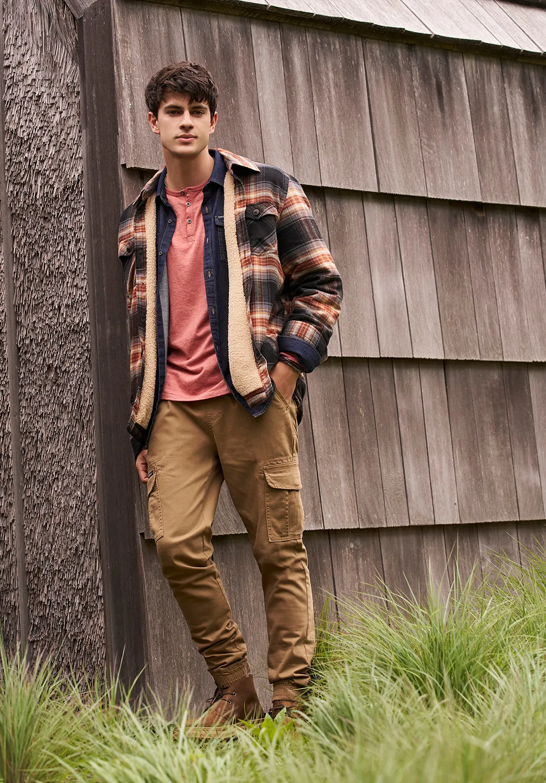 Kaduk Men's Long-Sleeve Burnout Henley Top, Red Ochre - BM24237 sold by Buffalo David Bitton product image thumbnail 2