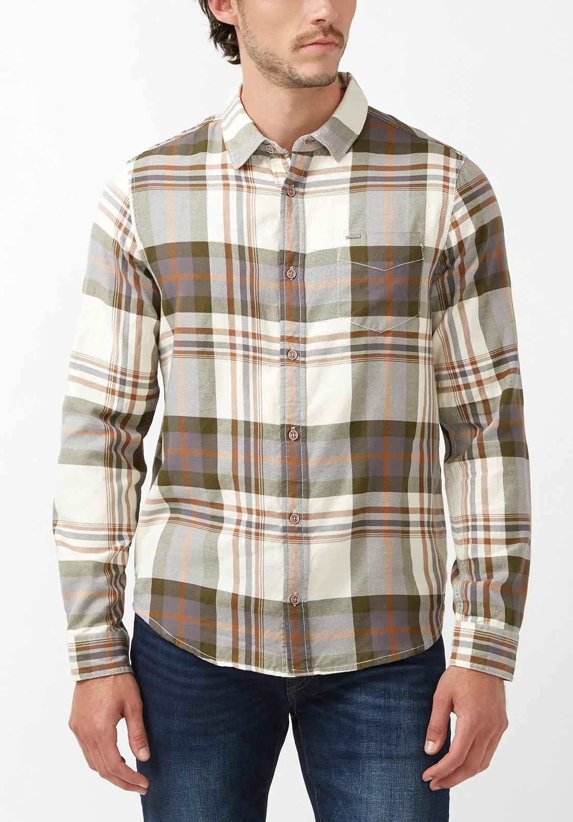 Sander Men's Long-Sleeve Shirt in Fern Plaid - BM24217 sold by Buffalo David Bitton
