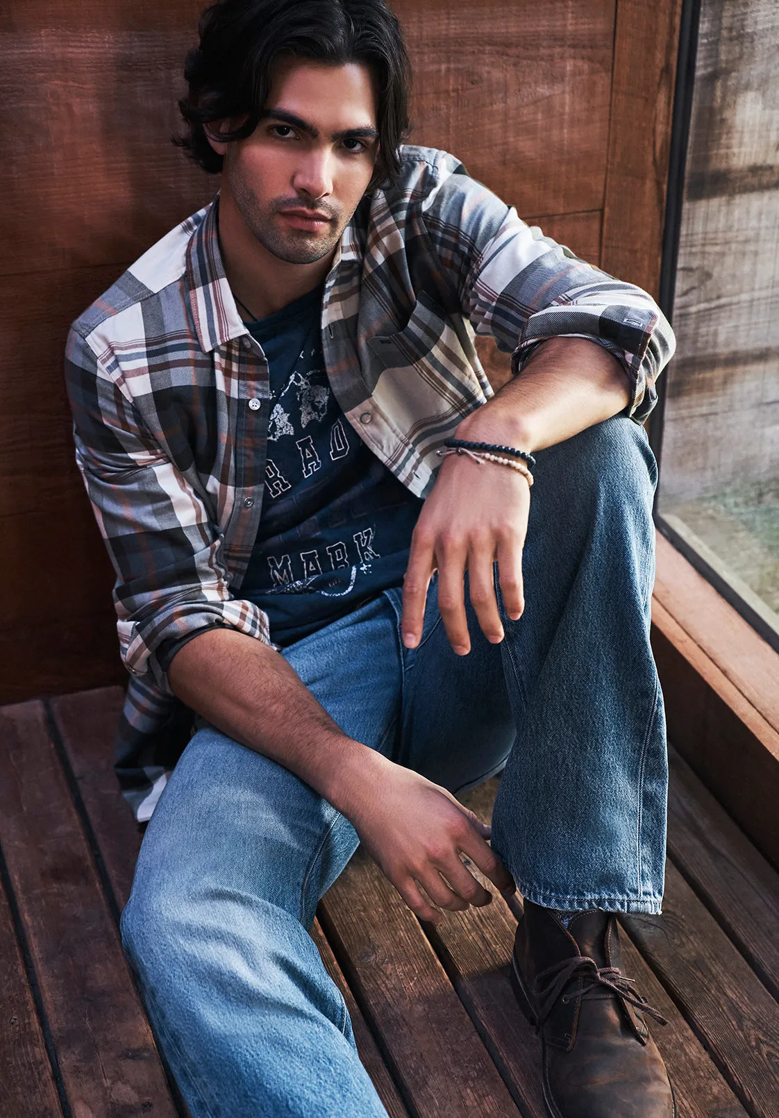 Sander Men's Long-Sleeve Shirt in Fern Plaid - BM24217 sold by Buffalo David Bitton product image thumbnail 2