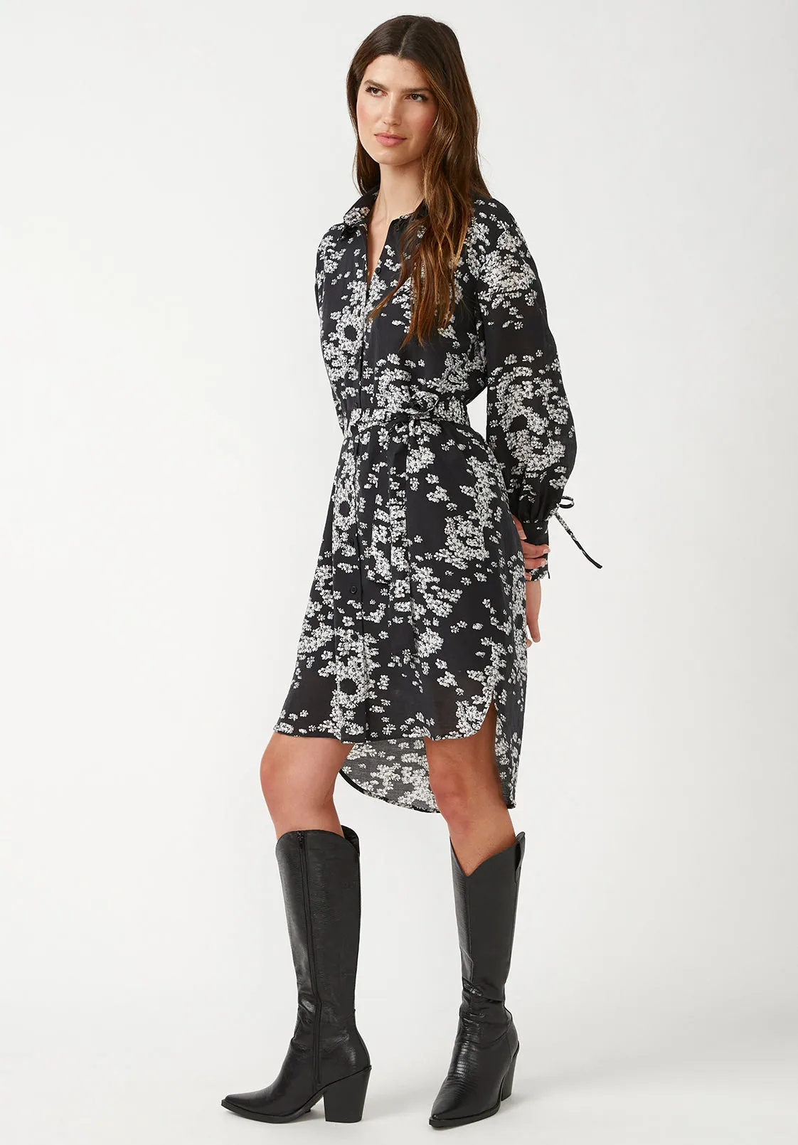 Janice Women's Shirt Dress in Black Floral Skull - WD0015F sold by Buffalo David Bitton product image thumbnail 4